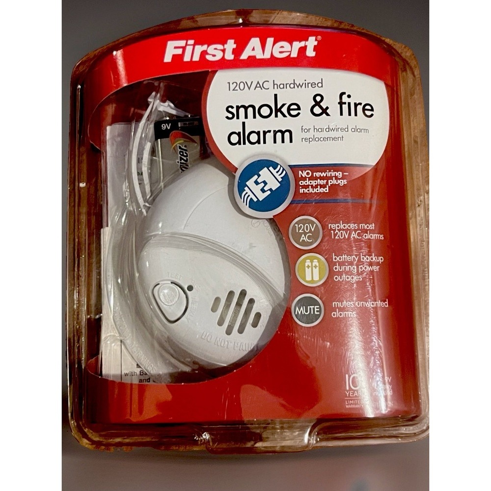 First Alert 9120BPCN Hardwired Smoke Fire Alarm 120V AC 9V Battery Backup NEW